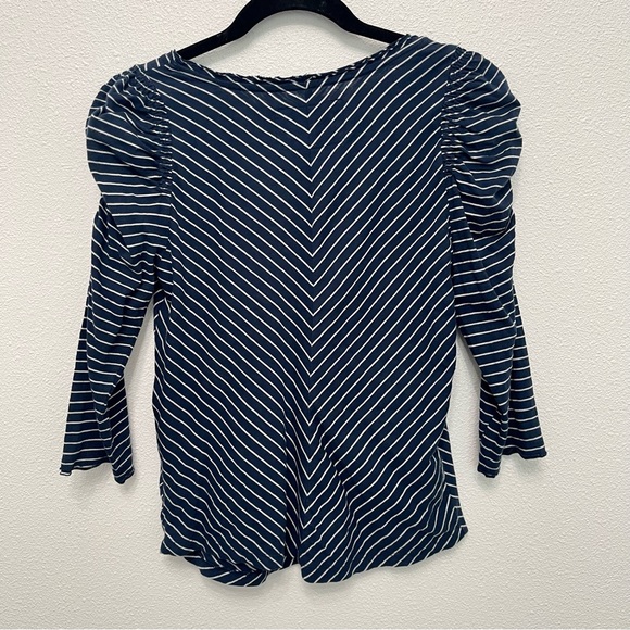 Anthropologie Maeve Lauryn Striped 3/4" Sleeve Top - Picture 9 of 10